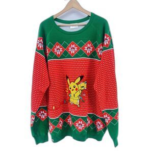 Pokemon Center Pikachu Ugly Christmas Sweater Adult 3XL Green Knit Holiday Party